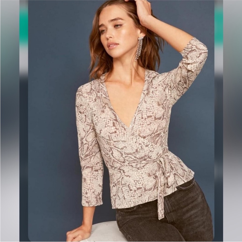 Reformation Langley Python Wrap Top Size Medium - image 1